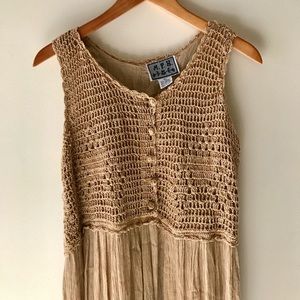 MPH 90s Vintage Knit Boho Embroidered Maxi Dress